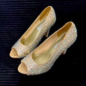 High Heels size 7M Leather Soles, Rhinestone covered.